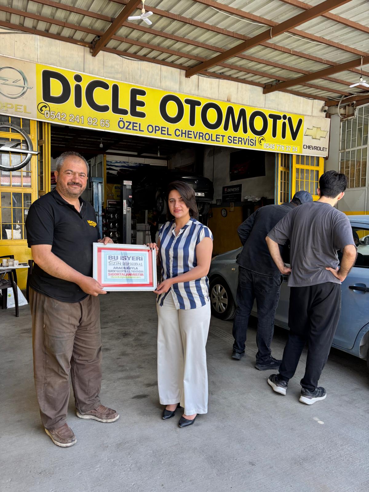 DİCLE OTOMOTİV Sayın yetkilisi VEDAT Usta  tercihlerini SİZİN SİGORTA dan yana yapmıştır kendilerine teşekkür ederiz,